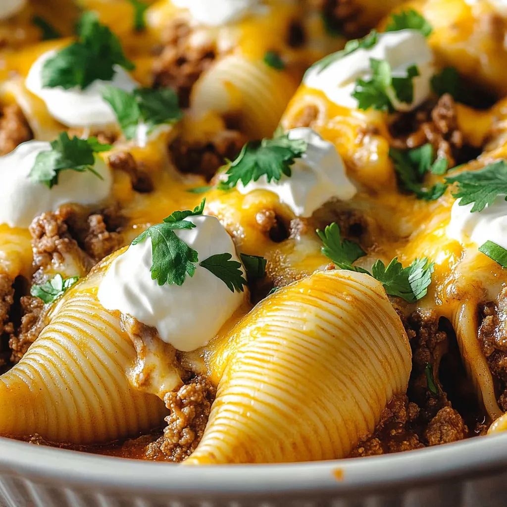 A bowl of taco stuffed shells.