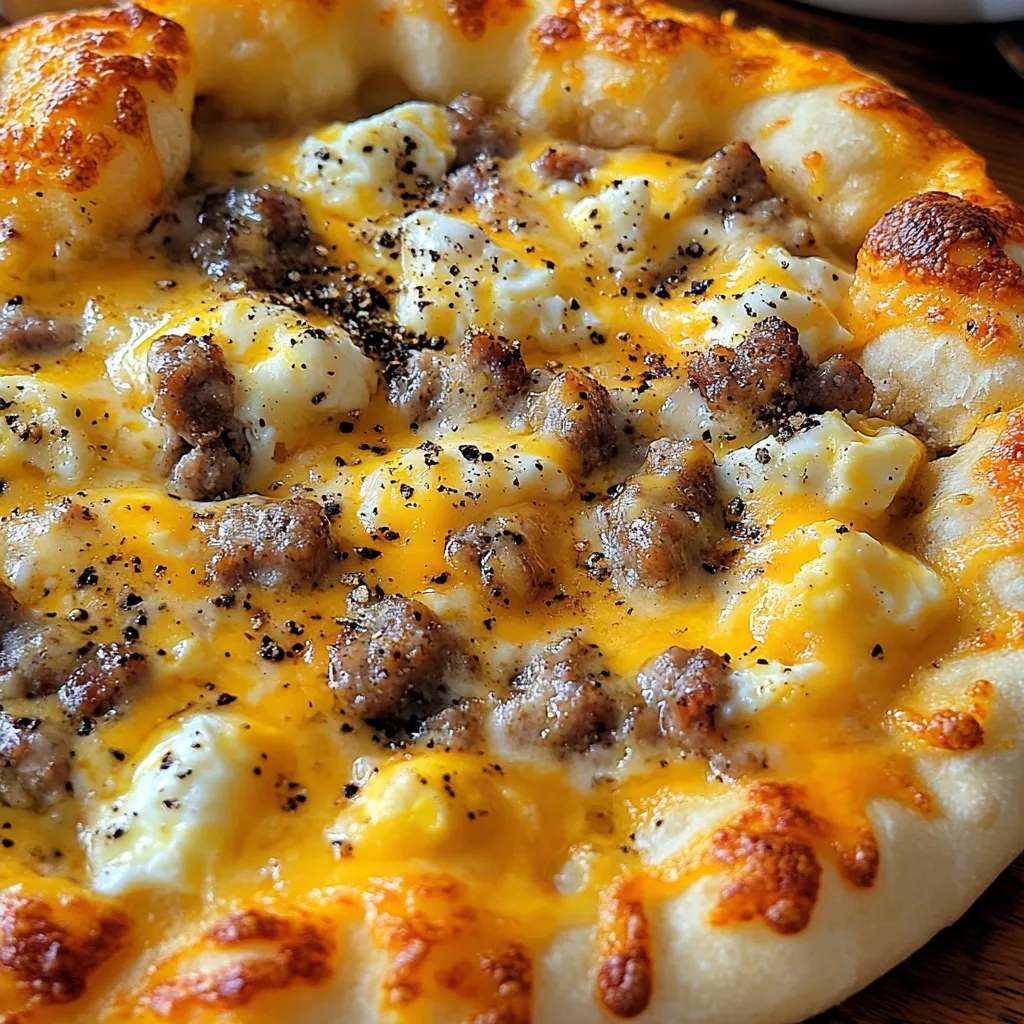 A pizza with sausage and cheese on top.
