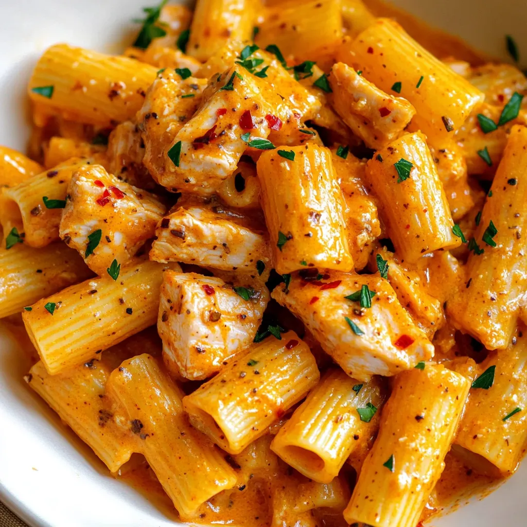 A plate of spicy creamy cajun chicken pasta.
