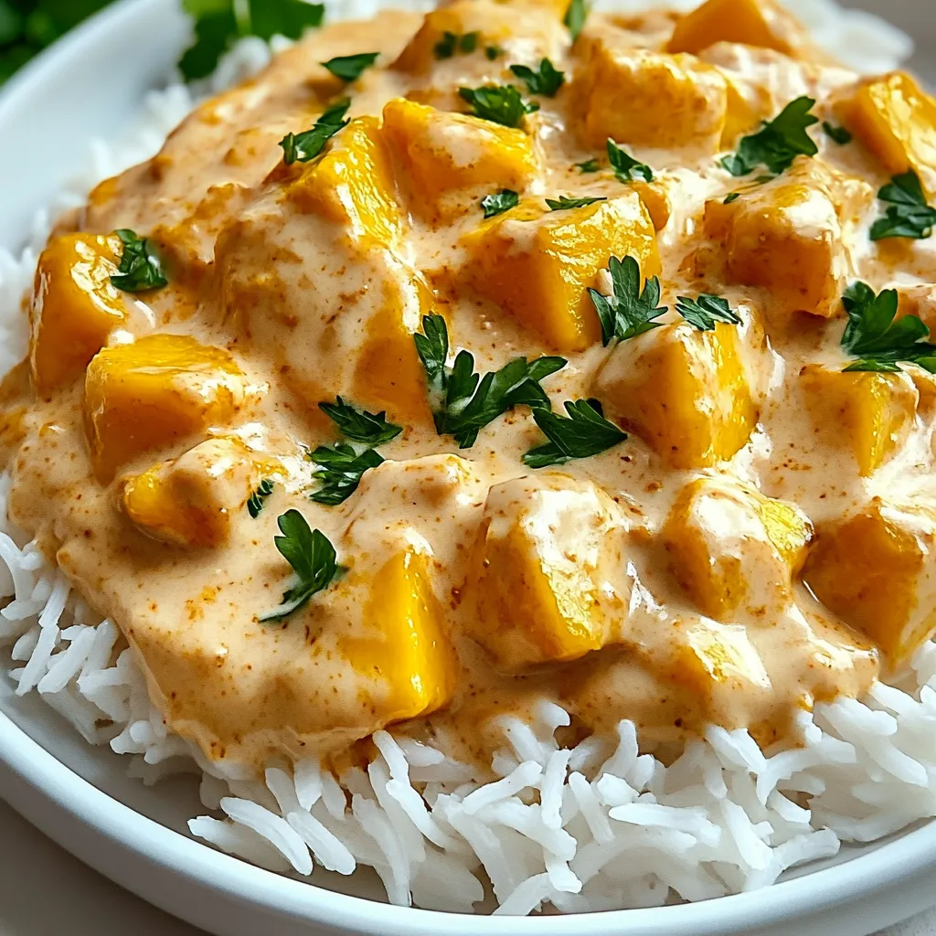 A bowl of rice and chicken with a creamy sauce.
