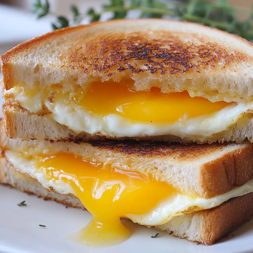 A sandwich with a fried egg and grilled cheese.