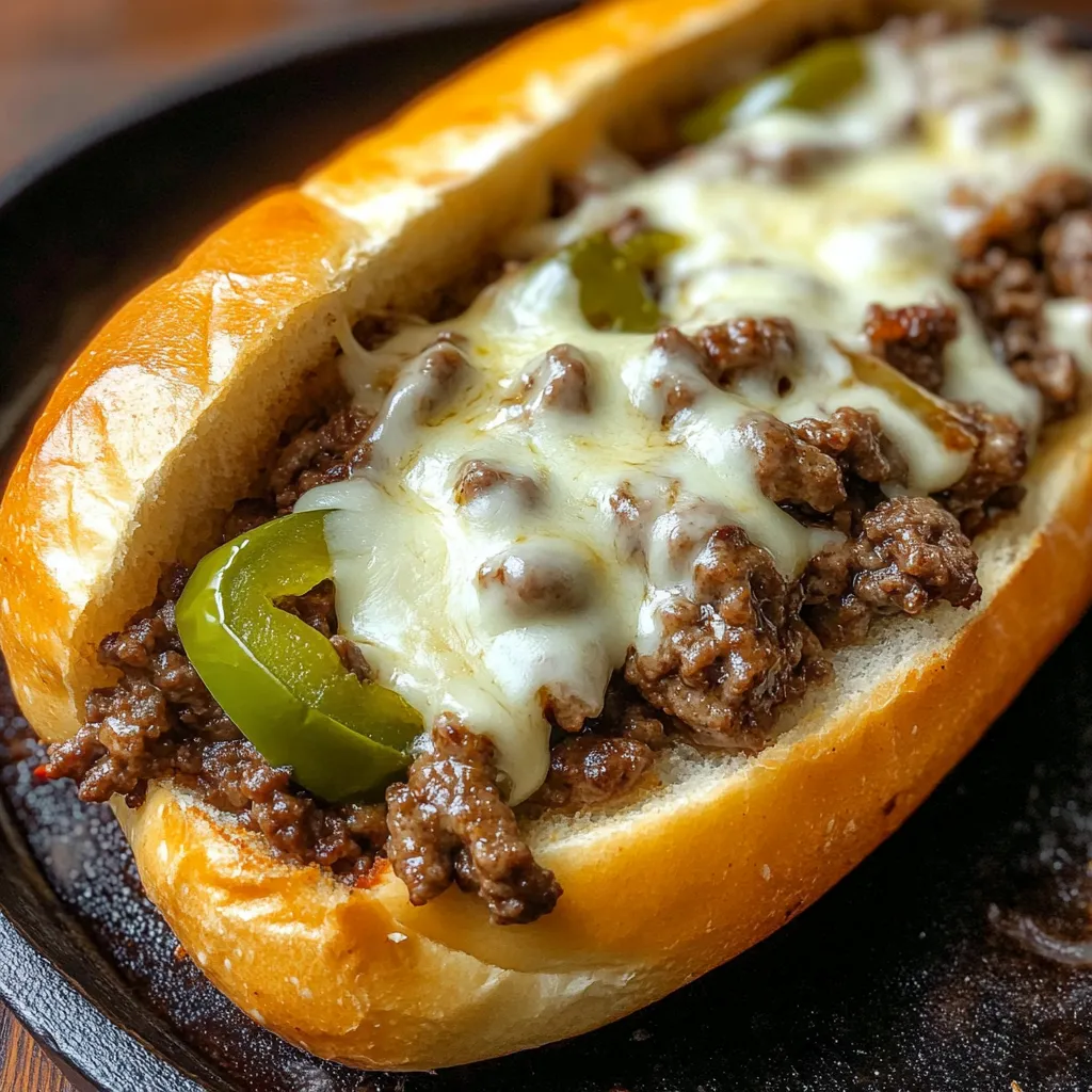 A sloppy joe sandwich with cheese.