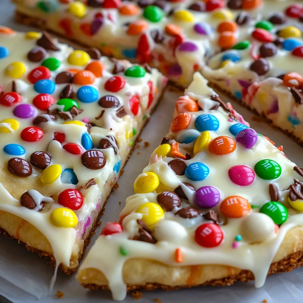 A slice of white chocolate brownie pizza.
