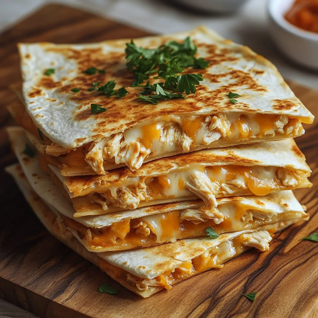 A stack of chicken quesadillas.