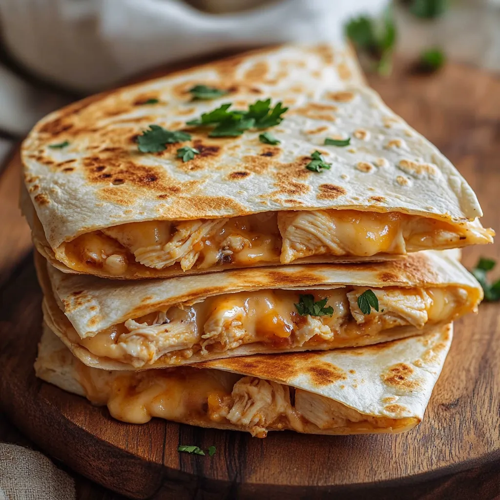 A stack of chicken quesadillas.