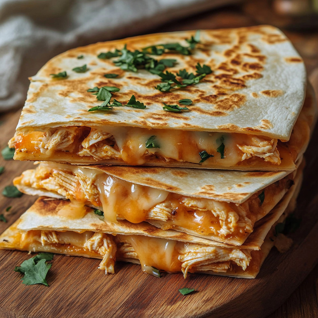 A stack of chicken quesadillas.