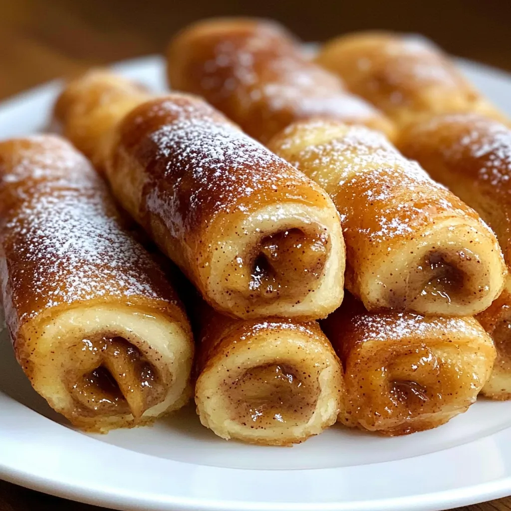 A plate of cinnamon roll french toast roll-ups.