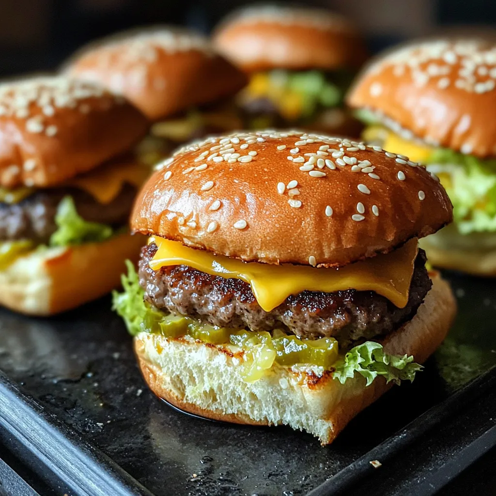 A plate of mini Big Mac cheeseburgers.