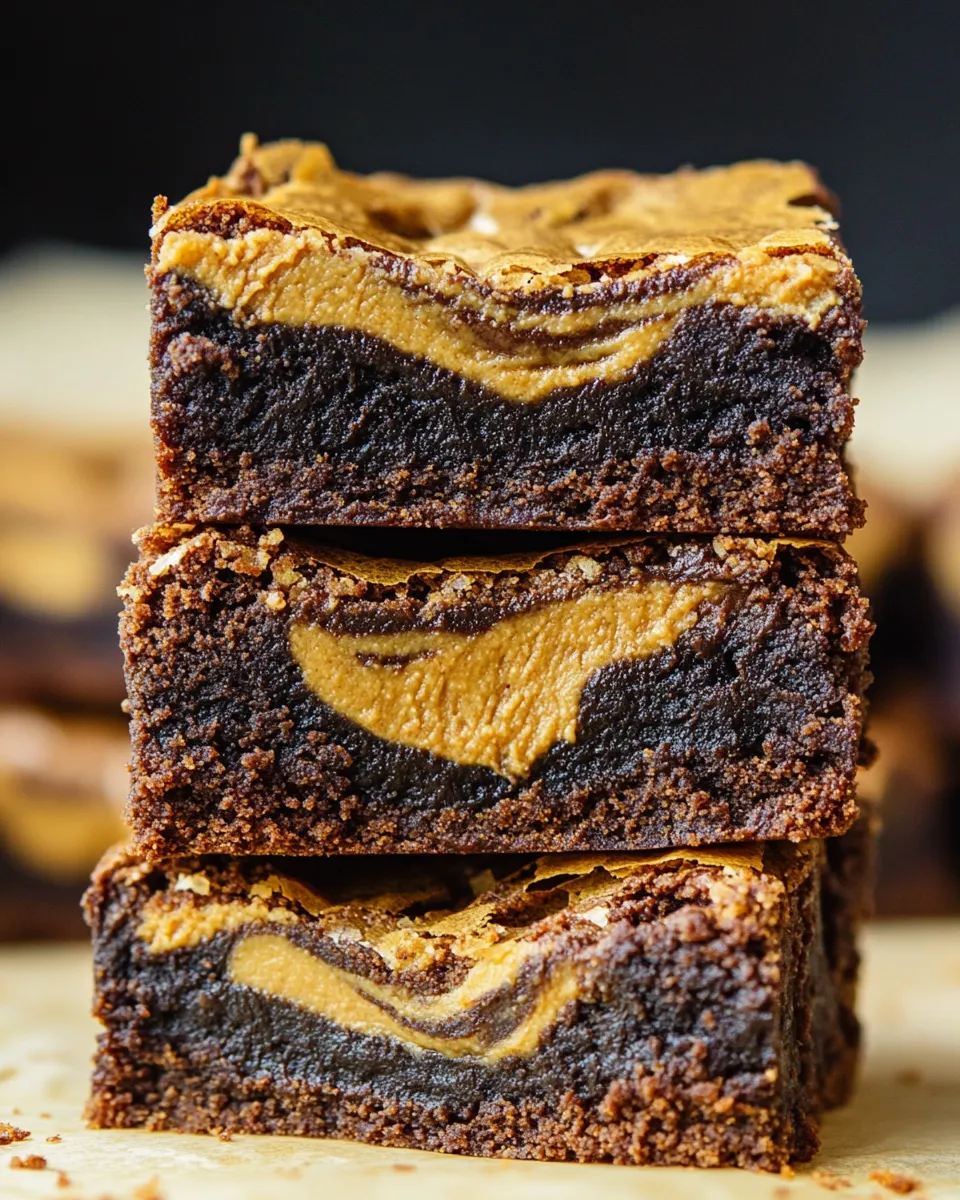 Three layers of Biscoff brownies.