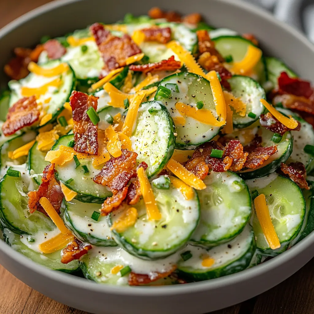 A bowl of cucumber ranch crack salad.