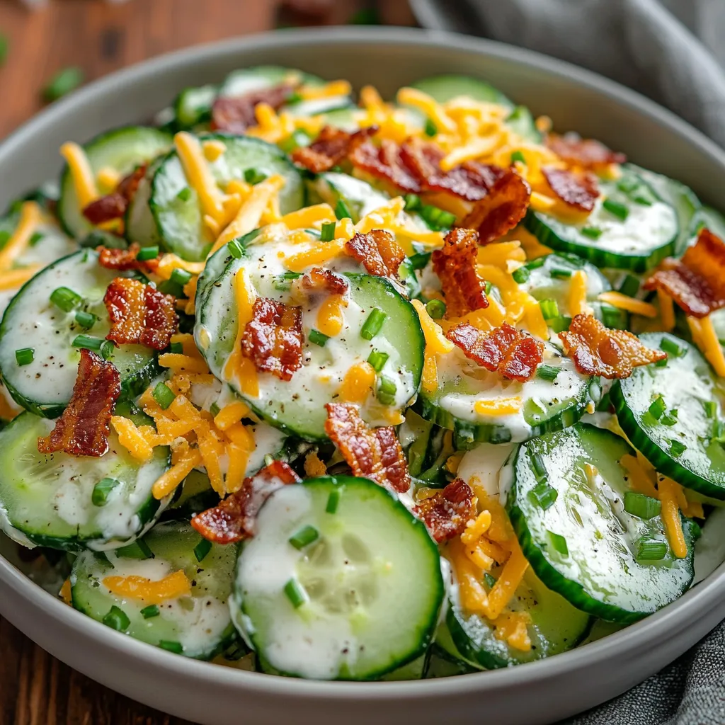 A bowl of cucumber ranch crack salad.