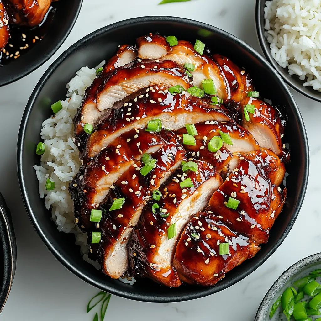 A bowl of Char Siu Chicken with rice.