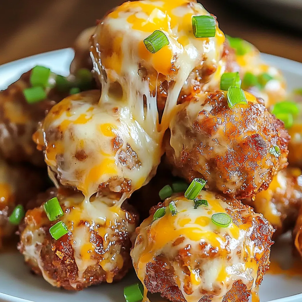 A plate of sausage with cheese on top.