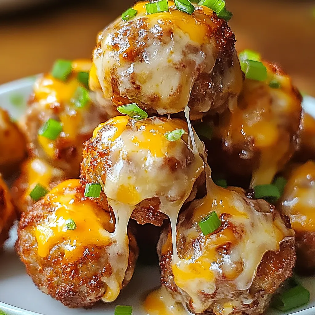 A plate of sausage balls covered in cheese.