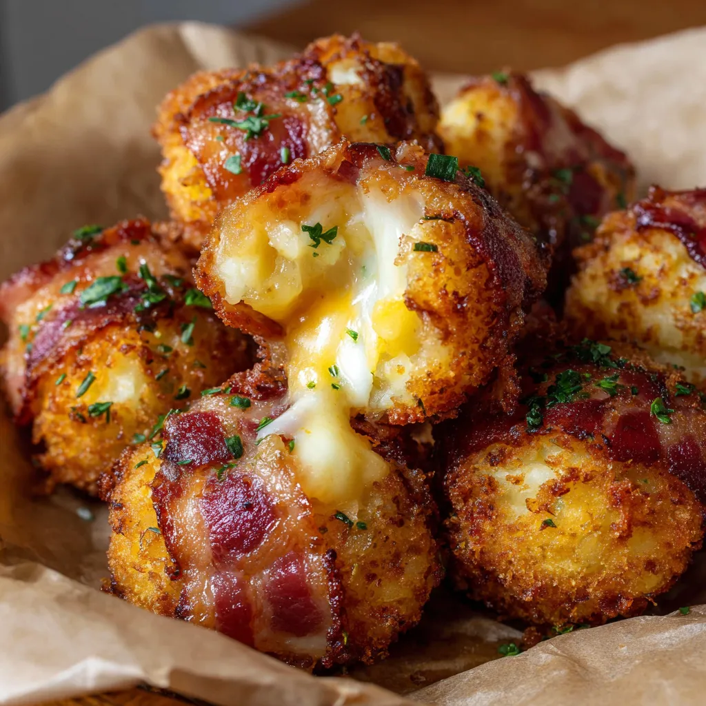 Mashed potato bacon bombs on a paper towel.
