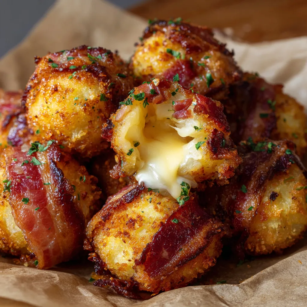 Mashed potato bacon bombs on a paper towel.
