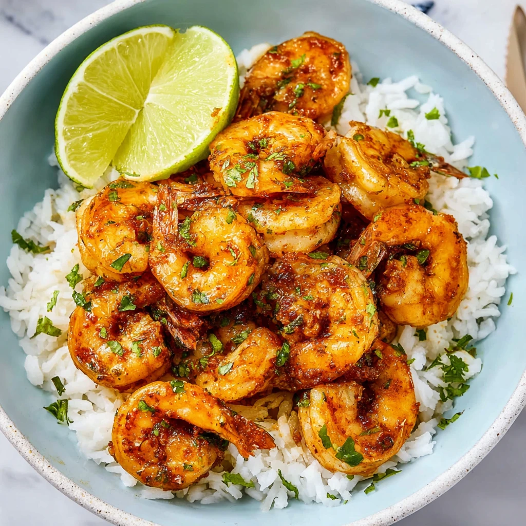 A bowl of shrimp and rice.