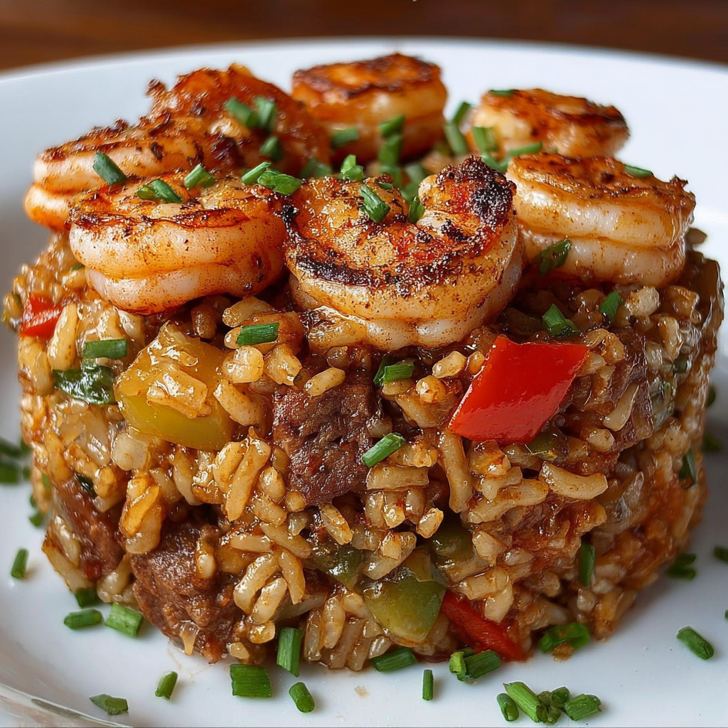 A plate of shrimp and rice.