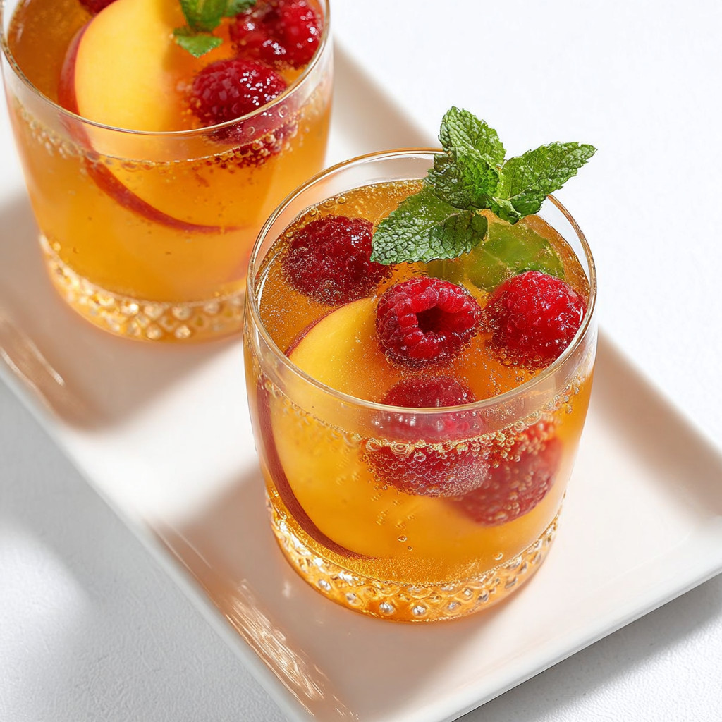 Two glasses of raspberry peach sangria.