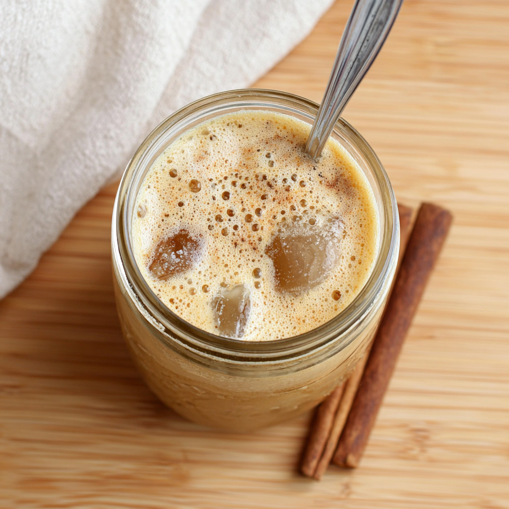 A glass of brown sugar oat milk shaken espresso.