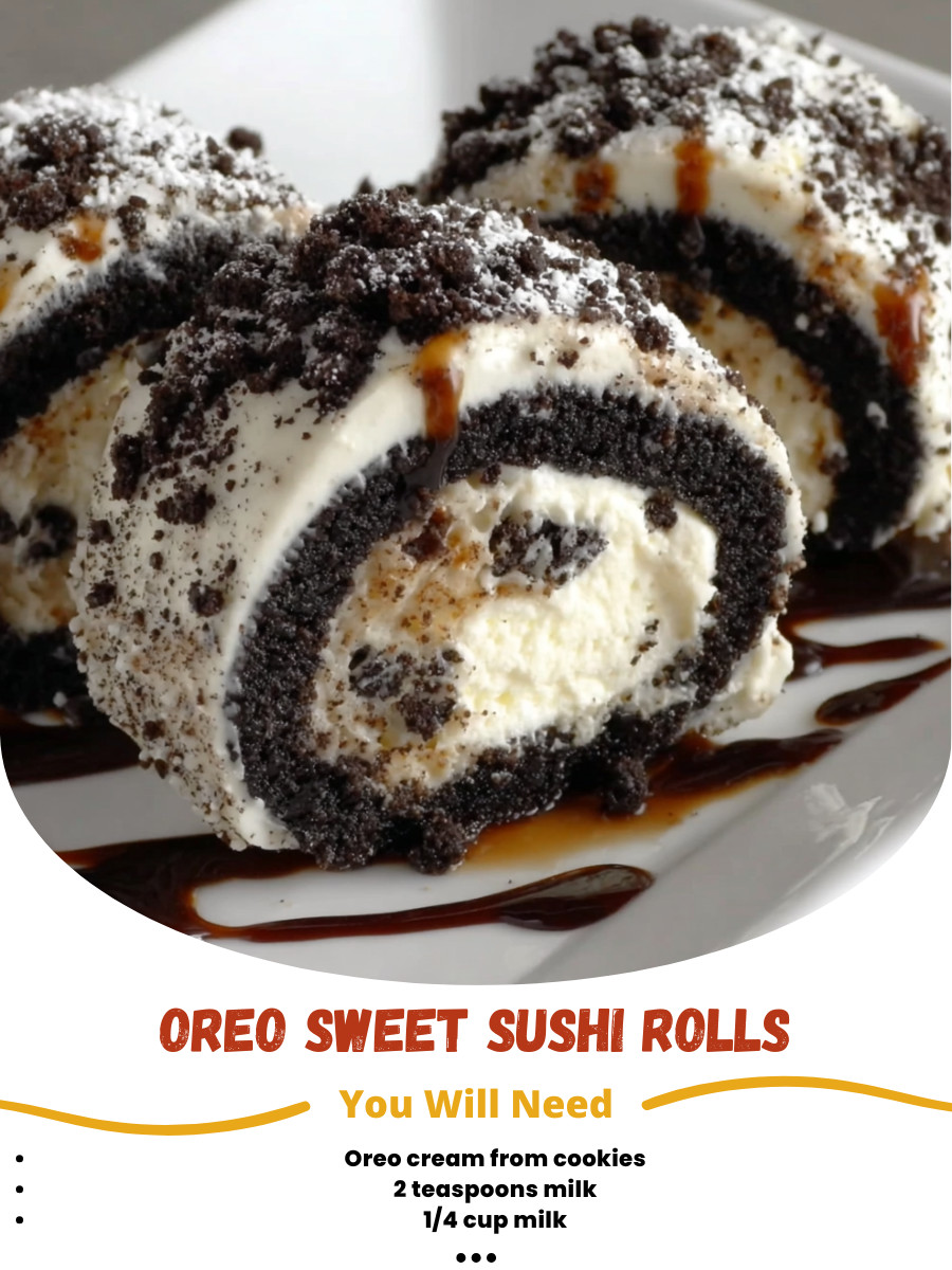 A plate of Oreo Sweet Sushi Rolls.