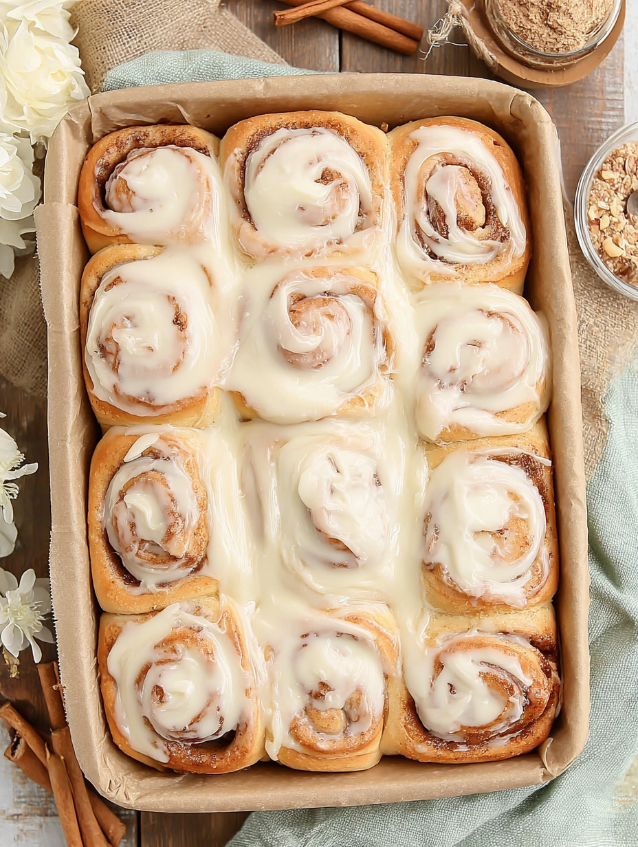 A box of cinnamon rolls.