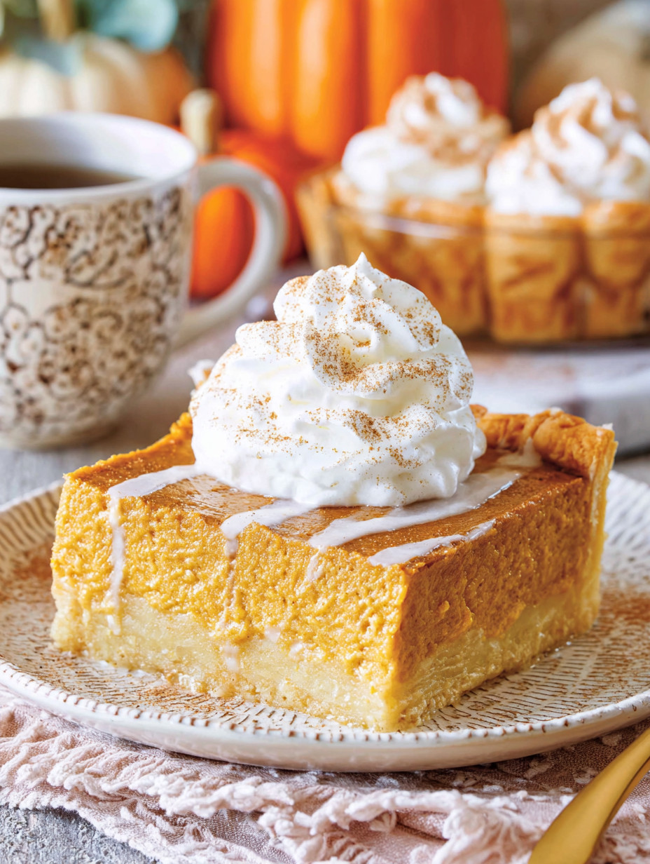 A slice of pie with whipped cream on top.