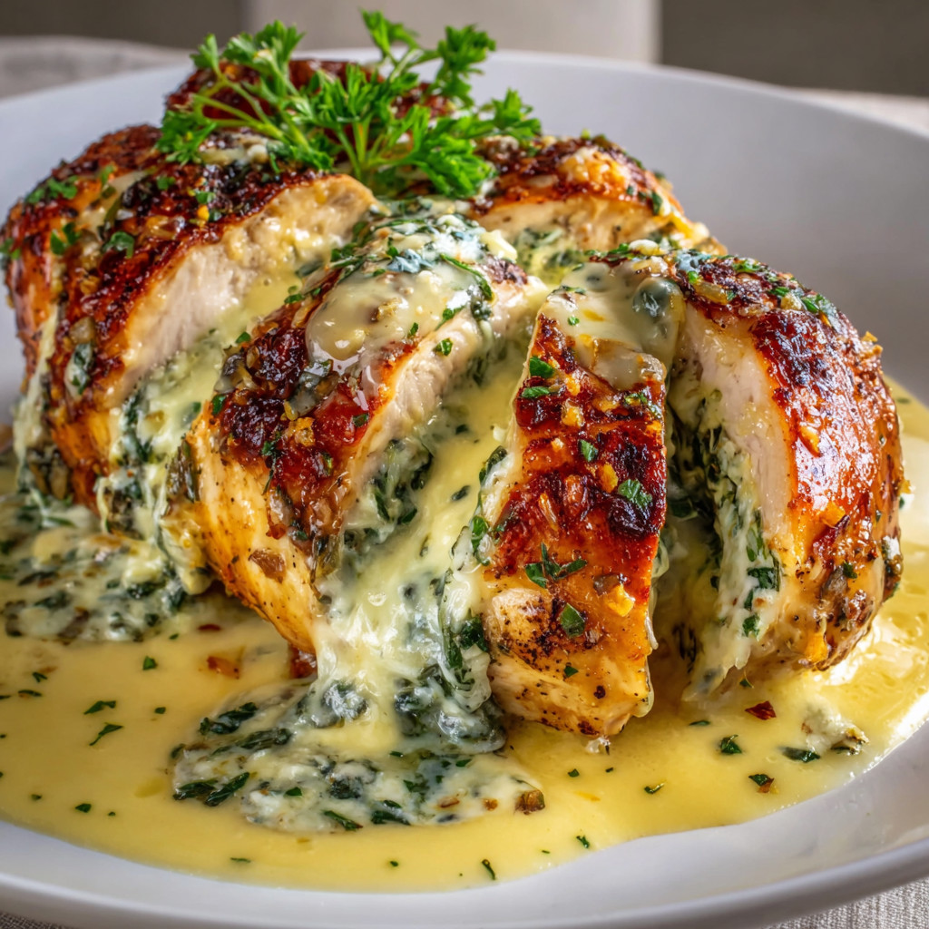 A plate of chicken with sauce on it.