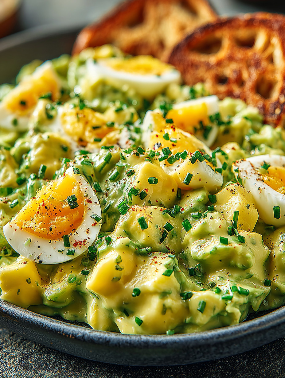 A bowl of food with eggs and greens.