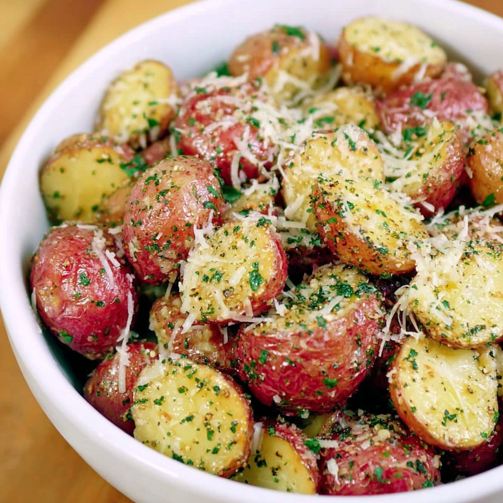 A bowl of potatoes with cheese on top.