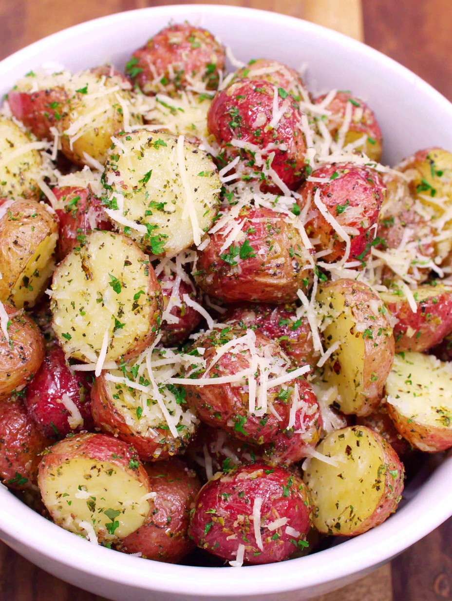 A bowl of potatoes with cheese on top.