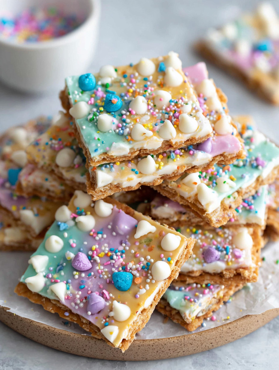 A stack of colorful cookies.