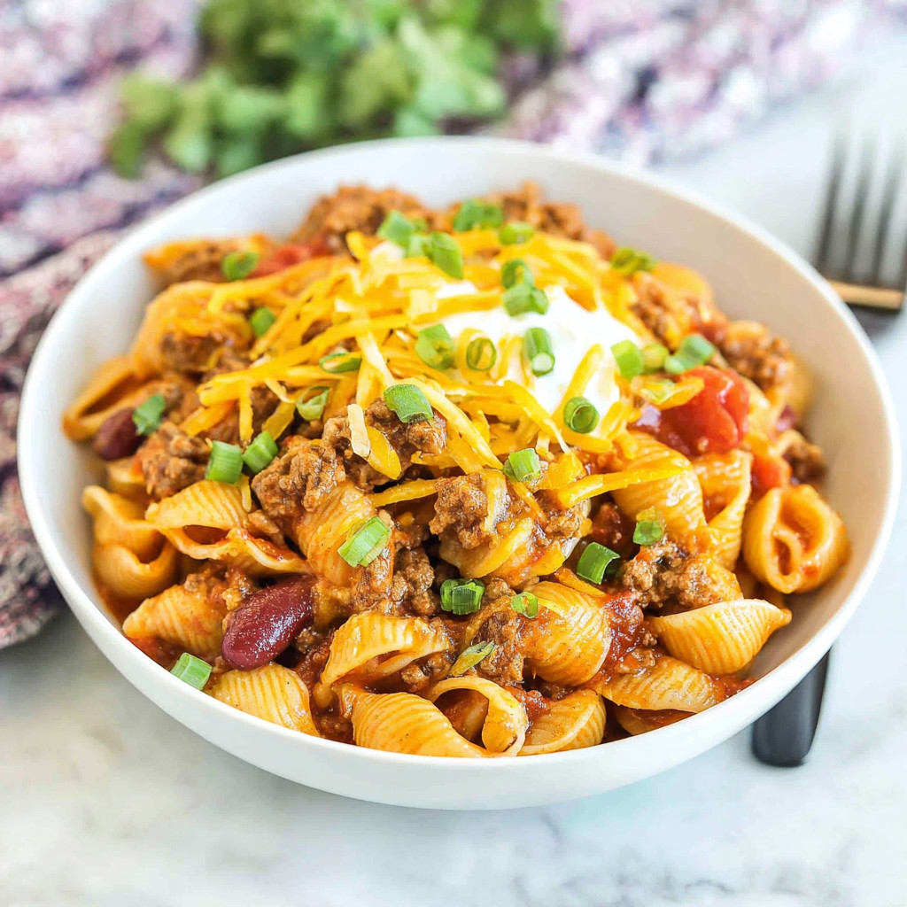 A bowl of chili with cheese and chives.