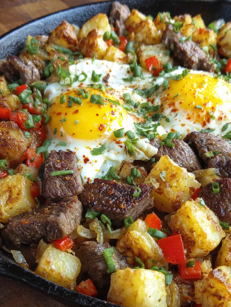 A plate of food with eggs and potatoes.