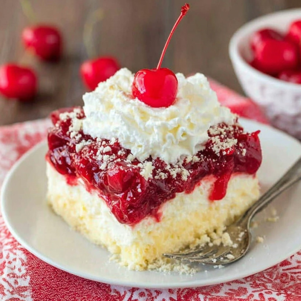 A white plate with a cherry dessert on it.