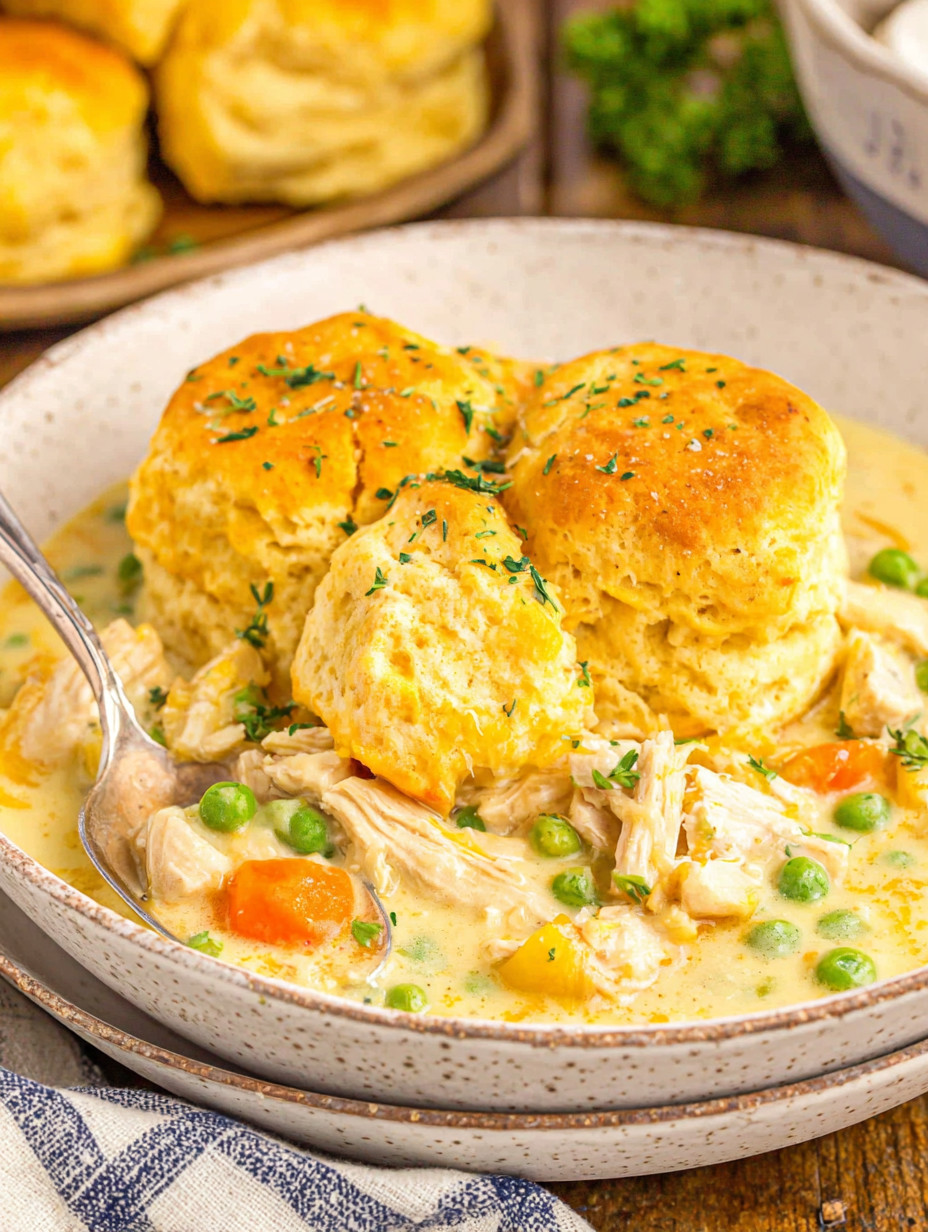 A bowl of soup with biscuits and peas.