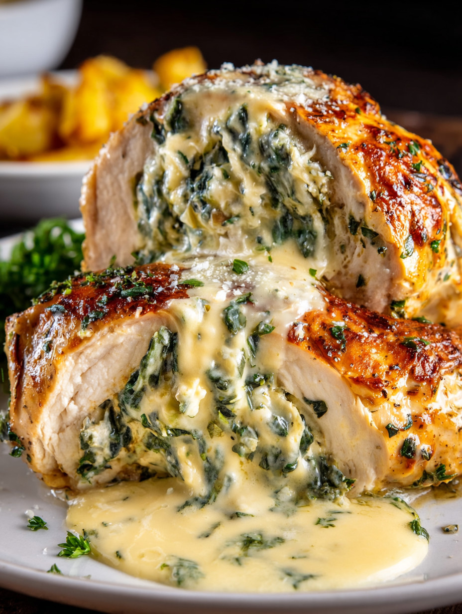 Chicken with sauce and greens