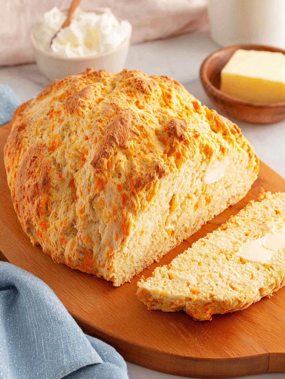 A loaf of bread with butter on top.