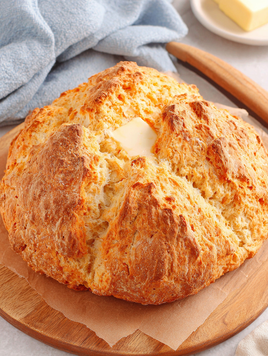 A loaf of bread with butter on top.