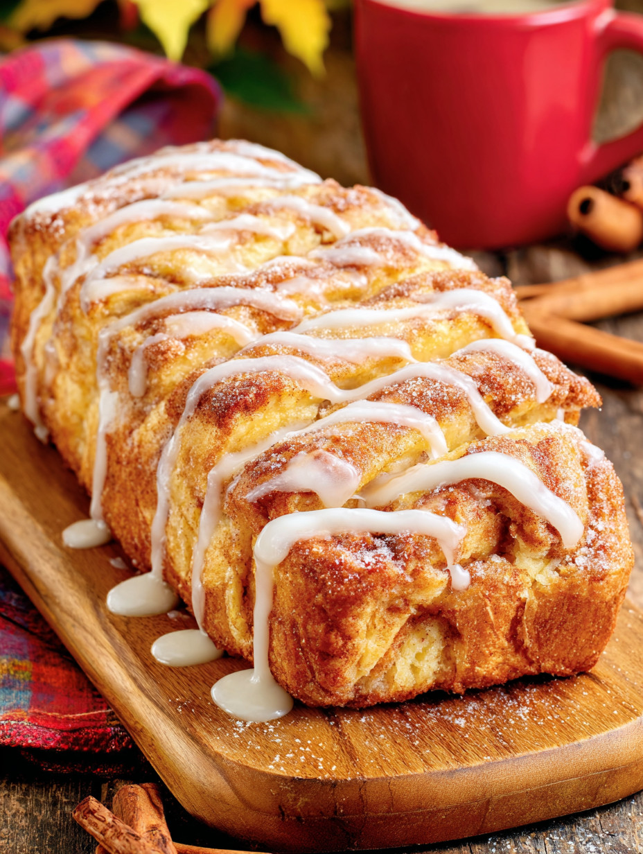 A loaf of bread with icing on it.