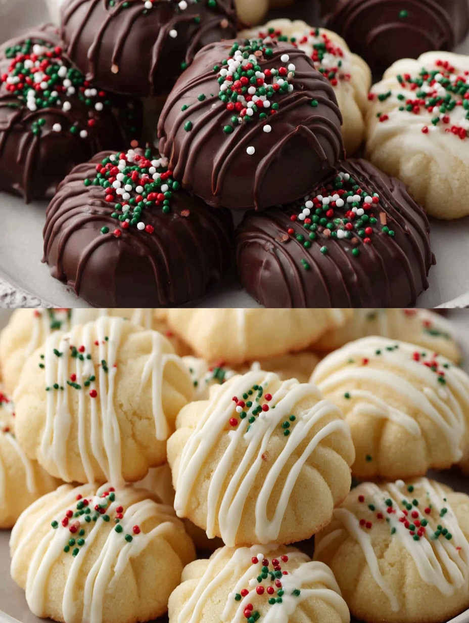 A plate of cookies with white icing and sprinkles.