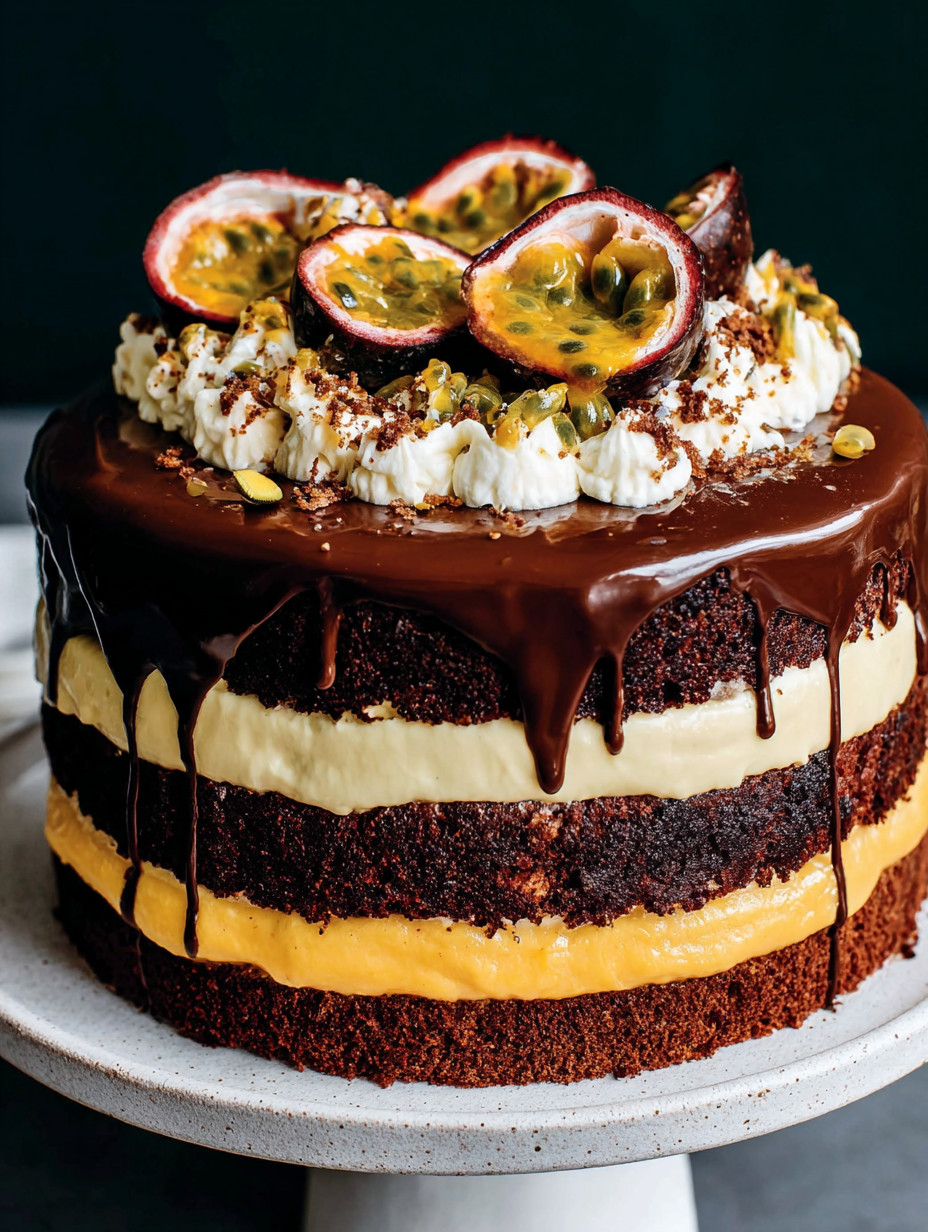 A cake with chocolate and yellow frosting.