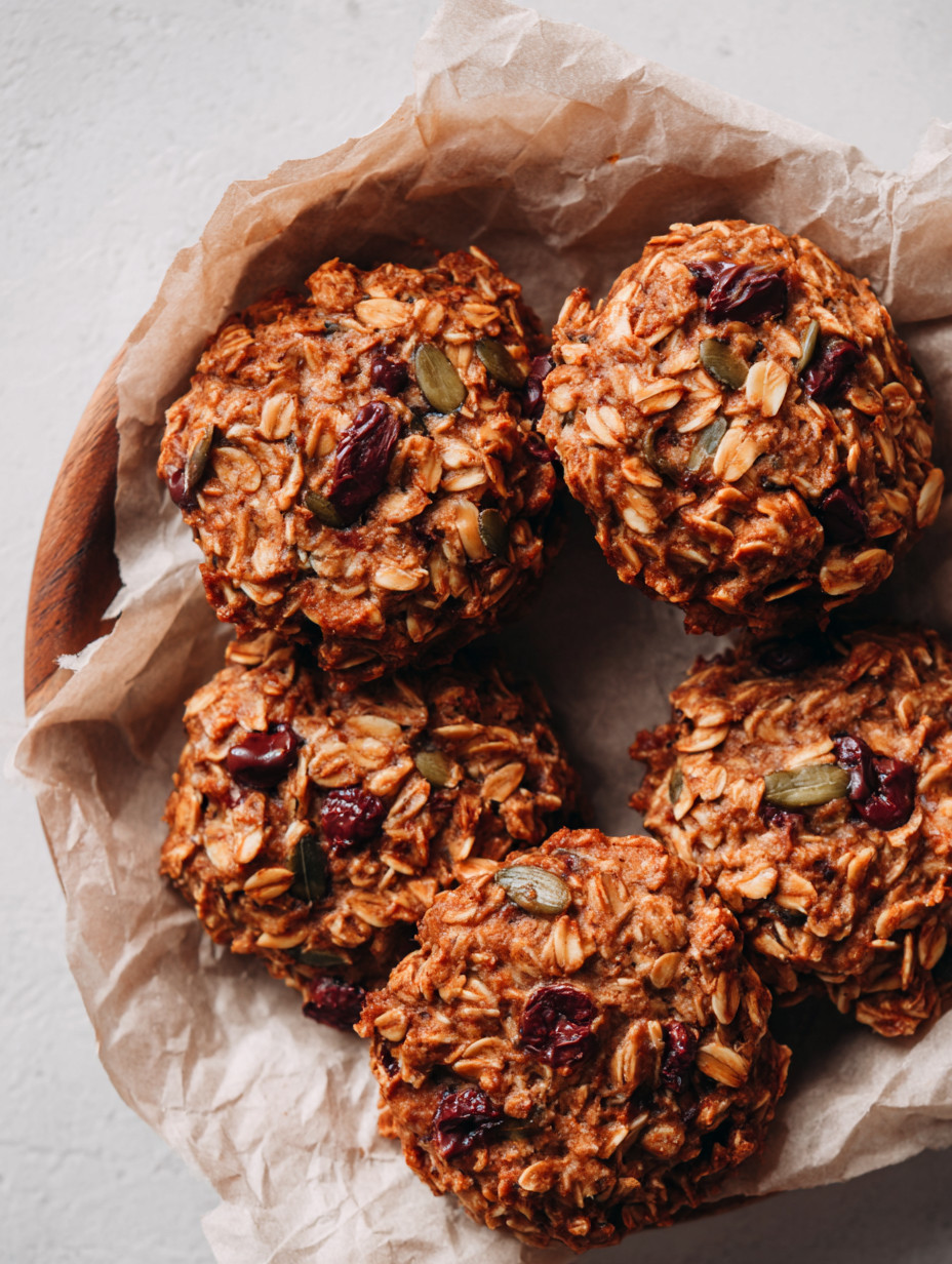 A plate of muffins with raisins.