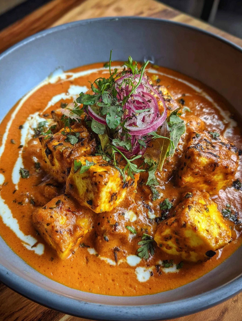 A bowl of food with a pink onion on top.