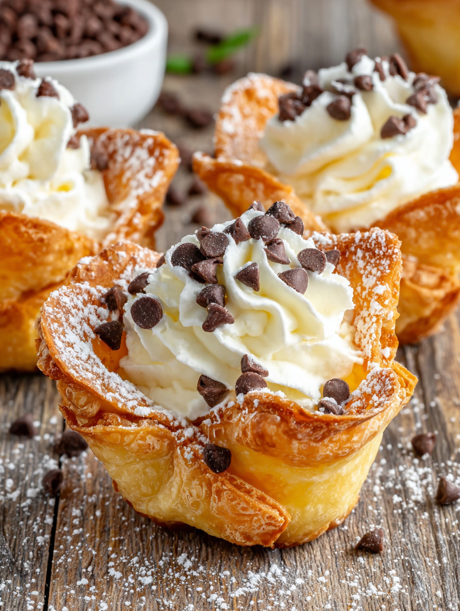 A cupcake with white frosting and chocolate chips.