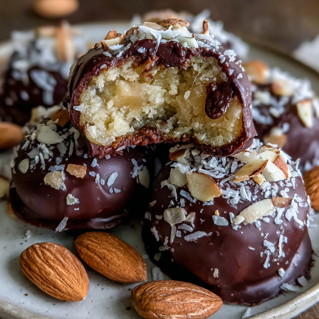 A plate of chocolate covered almonds.