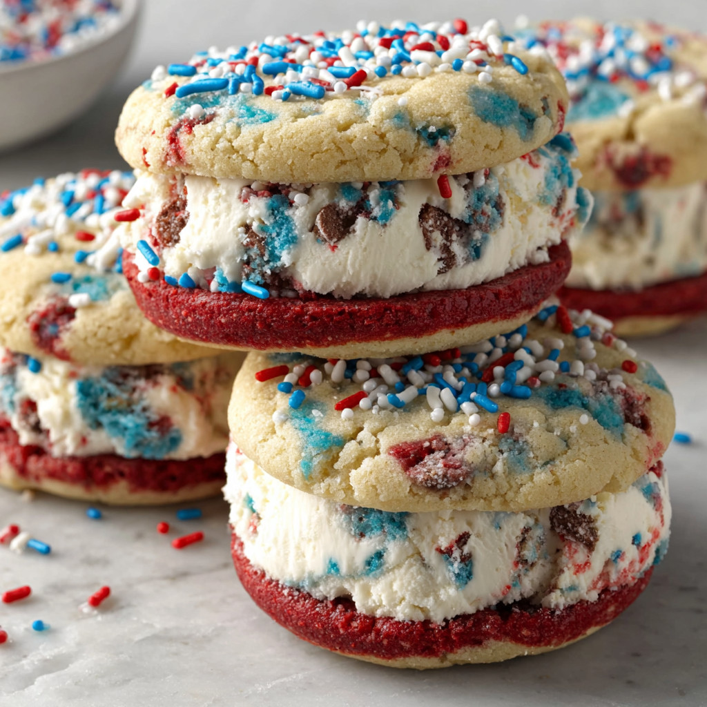 Red, white and blue cookies.