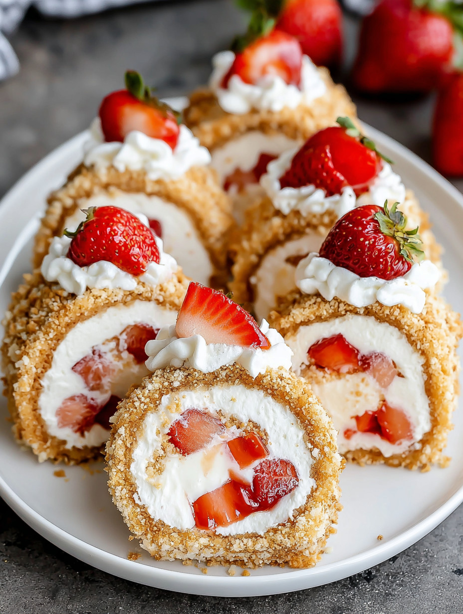 A plate of food with strawberries and whipped cream.