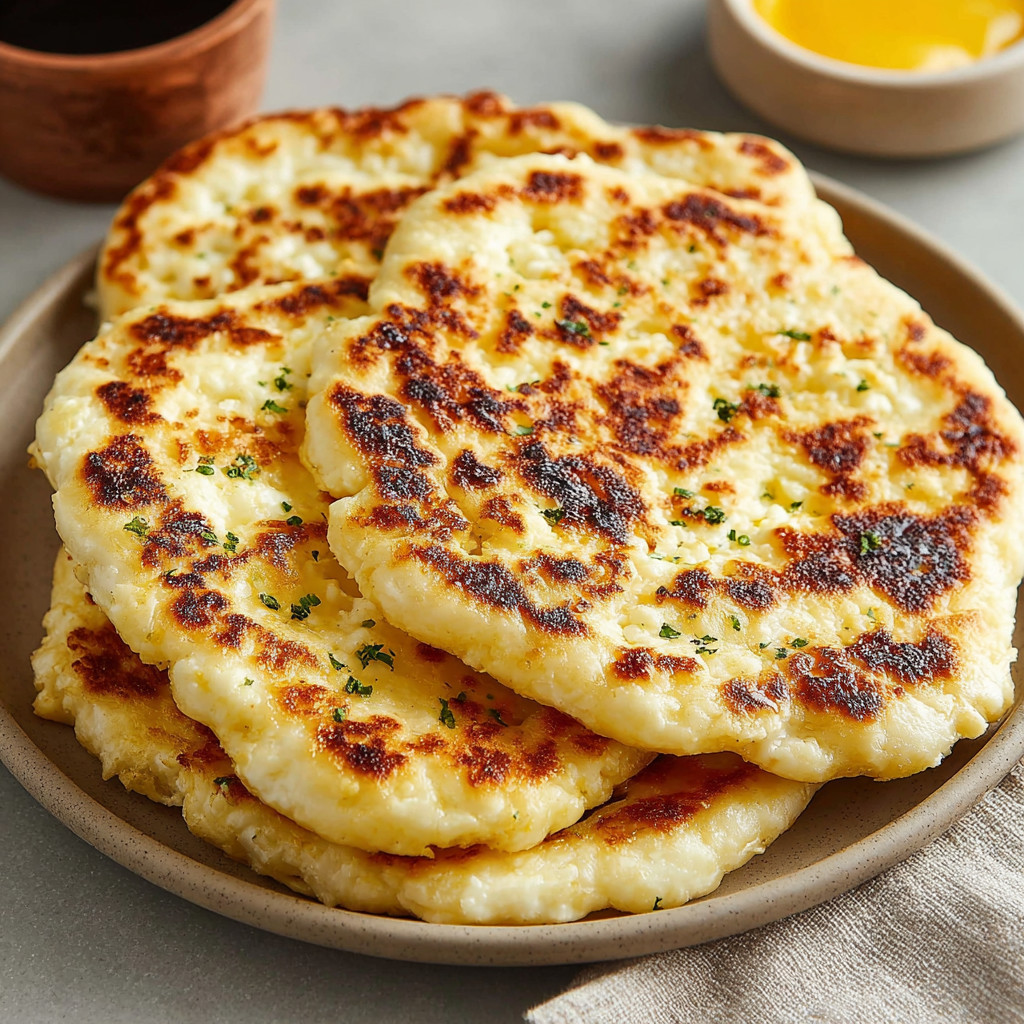 A plate of pizza with cheese and herbs.