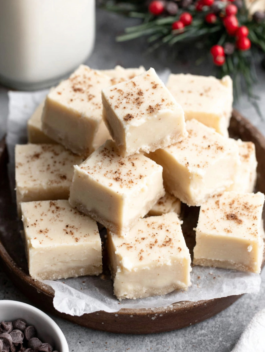 A bowl of cake with powdered sugar on top.